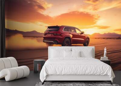 Los Angeles, California; June 20, 2023 Jeep grand cherokee wk2 Trackhawk in the desert on the sand  Wall mural