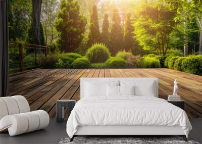 wooden floor in the forest Wall mural