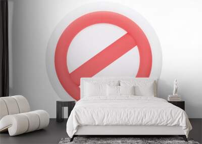 Stop mark with 3d vector icon cartoon minimal style Wall mural