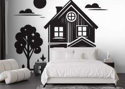 Home vector silhouette Wall mural