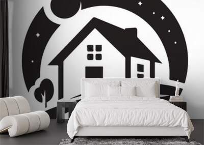 Home vector silhouette Wall mural