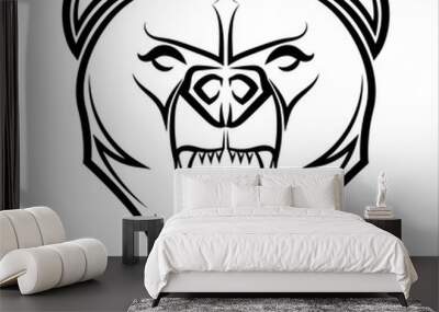 Black and white line art of bear head Good use for symbol mascot icon avatar tattoo T Shirt design logo Wall mural