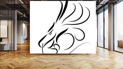 Line art vector of A dragon head. Can be used to make a logo Or decorative items Wall mural