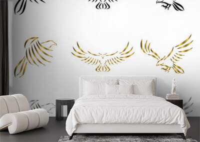 Set of line art vector logo of eagle Can be used as a logo Or decorative items. Wall mural