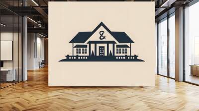 An elegant house logo with a stylish monogram incorporated into the roof design Wall mural