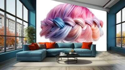 Braided crown hairstyle, festival style, fantasy art, bright pastel, isolated on white background Wall mural