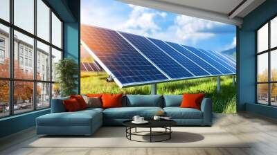 Solar energy farm producing clean power for a sustainable environment. Wall mural