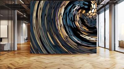 A spiral of colors and shapes with a blue background. The spiral is made up of many different colors and shapes, creating a sense of movement and energy. Scene is one of creativity and imagination Wall mural