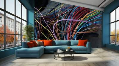 Electronic wire cables  in car. Wall mural