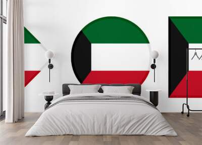 kuwait flag icon set. isolated on white background
 Wall mural