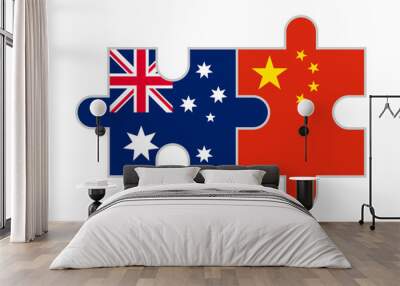 puzzle pieces of australia and china flags. vector illustration isolated on white background Wall mural