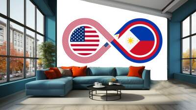 unity concept. usa and filipino flags. vector illustration isolated on white background Wall mural