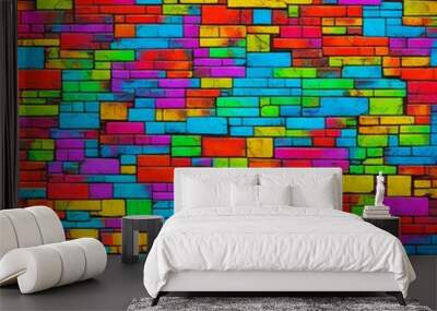 colorful background brick wall generative AI Wall mural