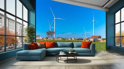 Wind turbine for electricity generation in the filed. Wall mural