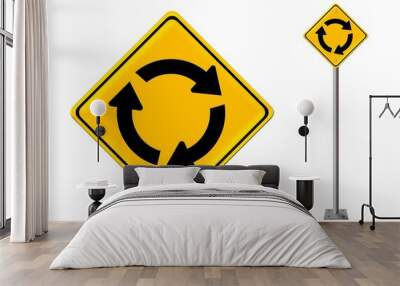 Roundabout crossroad road traffic sign Wall mural