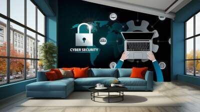 cyber security Global communication network concept. Wall mural