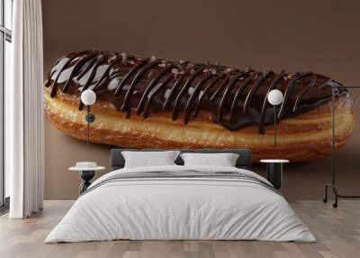 9. Eclair, chocolate-topped pastry, 3D illustration Wall mural