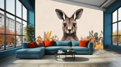 Sweet baby kangaroo in an Australian outback Wall mural