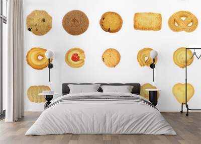 collection cookies set on white background Wall mural