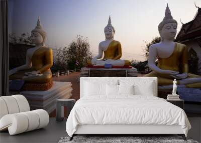 Golden Buddha in Old temple in Lampang province Wall mural