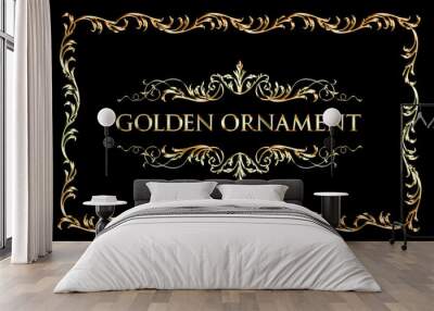 Golden ornament. Frame set. Wall mural