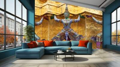 demon which support golden chedi Wall mural