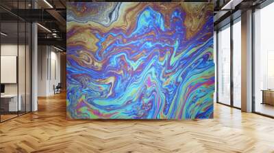 rainbow oil slick background. Wall mural