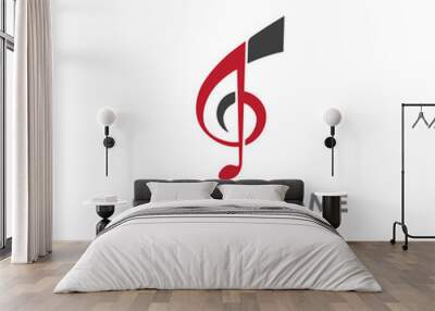 Creative letter T musical  logo with music note icon Wall mural