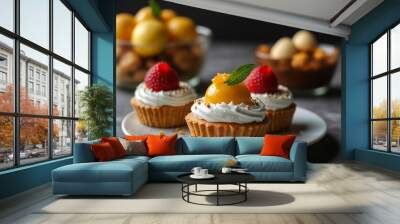 The best-selling and delicious dessert sweets on the table Wall mural