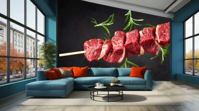 Fresh grilled beef on stick healthy meat dish. Wall mural