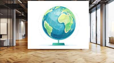 A flat globe, simplified continents, minimalist style, isolated on white background Wall mural