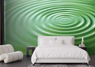 Single-color abstract pattern, circular ripples on a green background, flat design illustration Wall mural