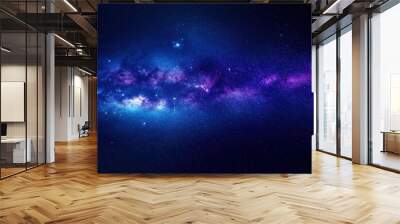 Starry night sky with Milky Way, galaxy element, digital painting, deep blue and purple tones, isolated on white background Wall mural