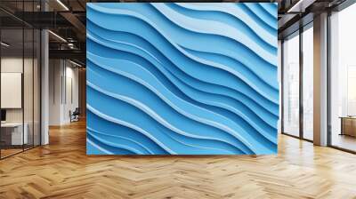 Textured surface, monochrome wavy lines on a blue background, flat design illustration Wall mural