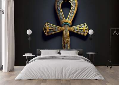 Ankh symbol, coptic cross, generative AI Wall mural