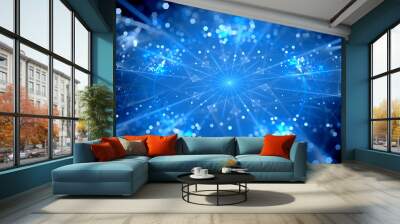 Blue glowing big data hubs Wall mural