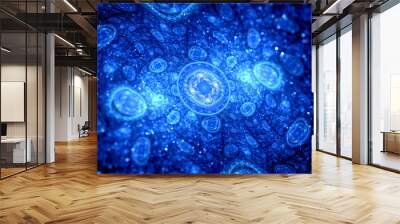 Blue glowing cells fractal Wall mural