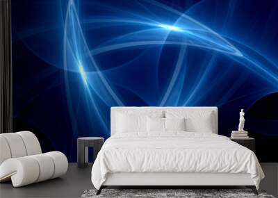 blue glowing curves in space Wall mural