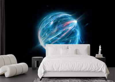 Blue glowing plasma ball lightning abstract background Wall mural