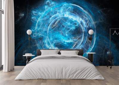 Blue glowing plasma flame portal Wall mural