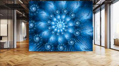 Blue glowing spiral banner computer generated abstract background Wall mural