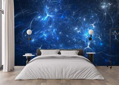 Blue glowing synapses in space Wall mural