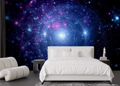 Blue pink star systems Wall mural