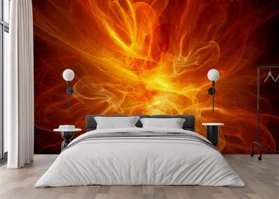 Fiery red flame fractal Wall mural