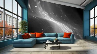 Glowing technology flow with particles texture black and white Wall mural