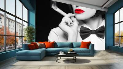 Mafia woman with selective coloring Wall mural