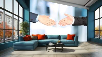 Close-up image of a firm handshake  between two colleagues Wall mural