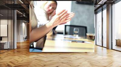 Close-up of business people clapping hands. Business seminar con Wall mural