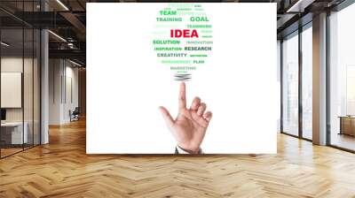 businessman pointing idea concept text isolated on white backgro Wall mural