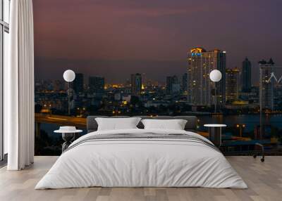 The view of city landscape in Bangkok Thailand Wall mural